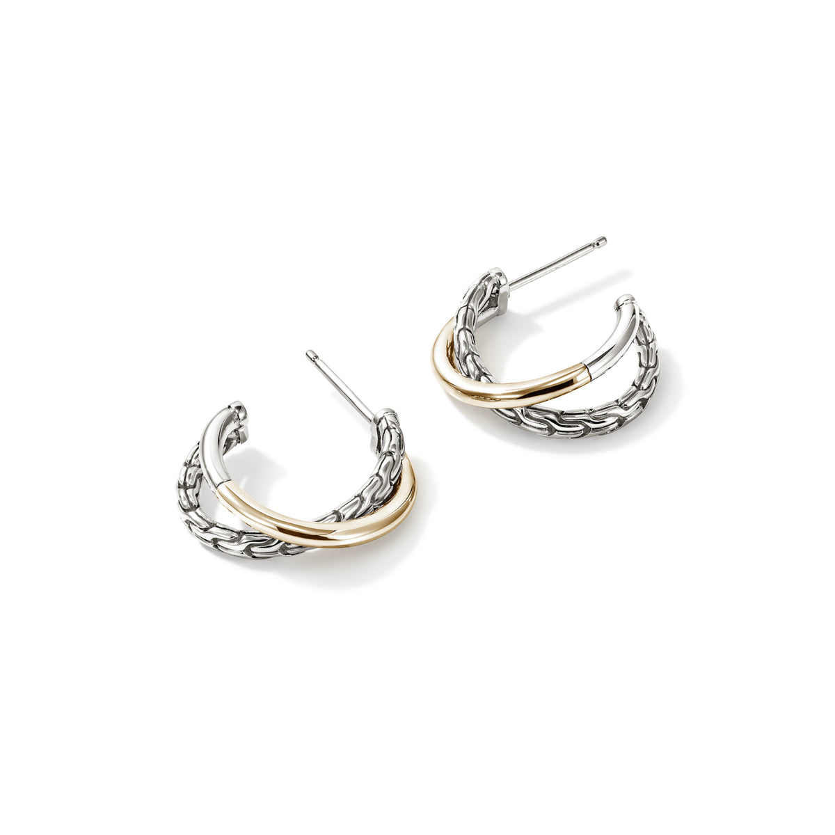 JH Essential Crossover Earring, Gold, Sterling Silver, 20.5MM, by John Hardy - Alternate View 2