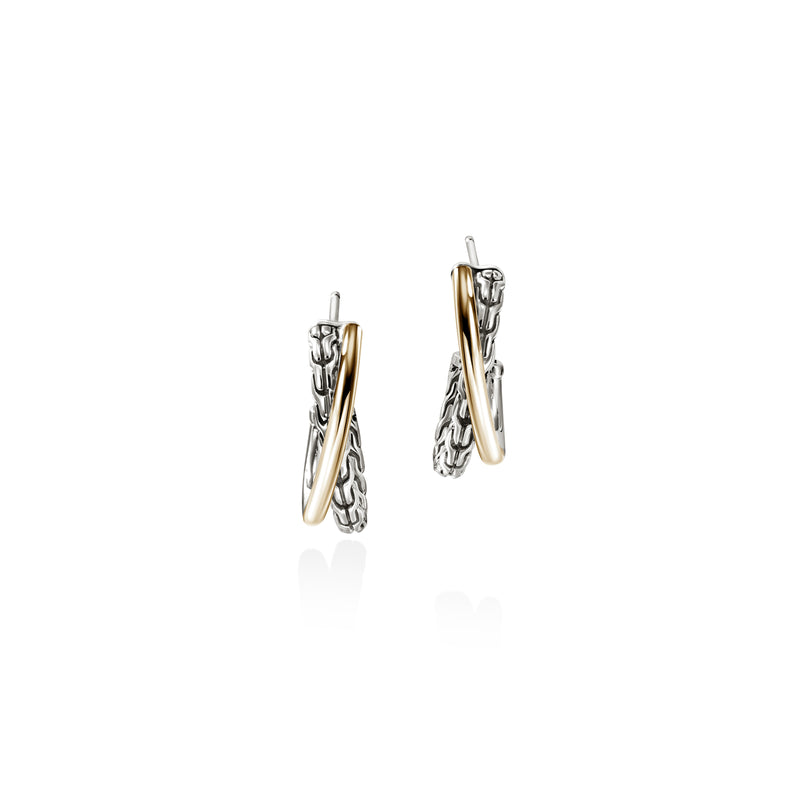 JH Essential Crossover Earring, Gold, Sterling Silver, 20.5MM, by John Hardy Earrings John Hardy