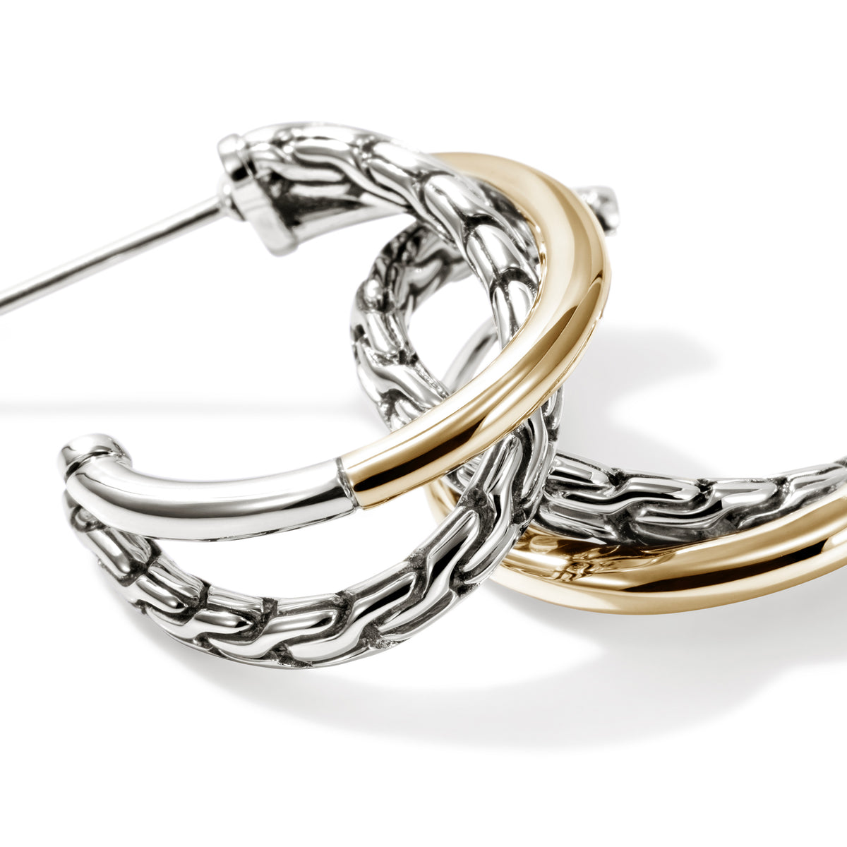 JH Essential Crossover Earring, Gold, Sterling Silver, 20.5MM, by John Hardy - Alternate View 1