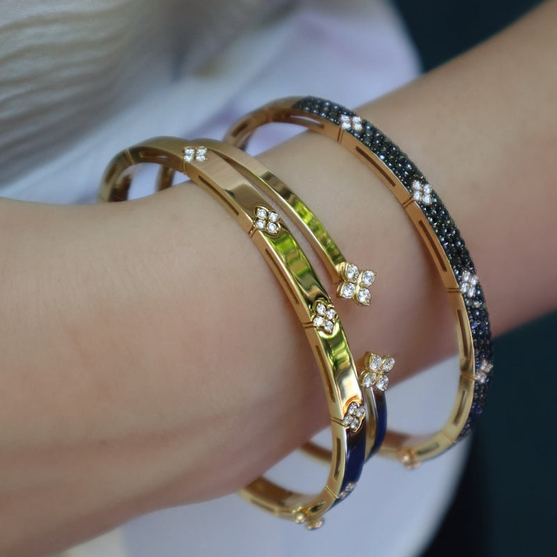 18Kt. Yellow Gold 45mm x 55mm Pave Diamond Bangle Bracelet Bracelets Roberto Coin