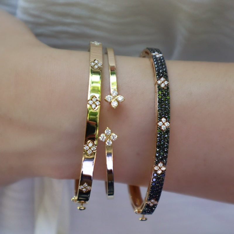 18kt Rose Gold Love In Verona Black and White Diamond Bangle Bracelets Roberto Coin