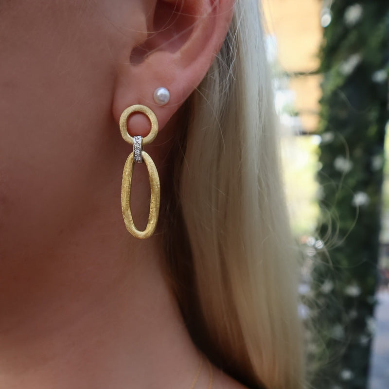 18kt Yellow & White Gold Mixed Link Diamond Jaipur Link Collection Drop Earrings Earrings Marco Bicego