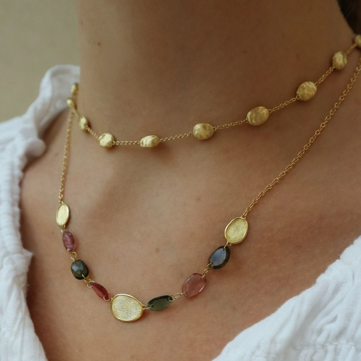 18kt Yellow Gold Siviglia Collection Medium Bean Necklace - Alternate View 1