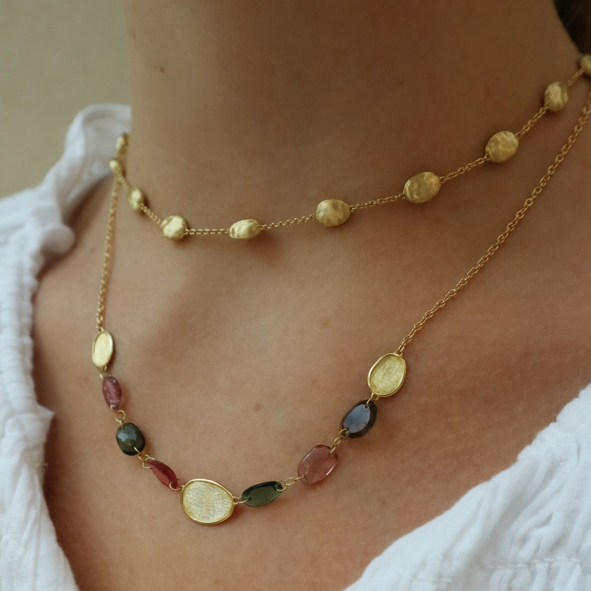 18kt Yellow Gold Tourmaline Diamond Lunaria Collection Necklace - Alternate View 1