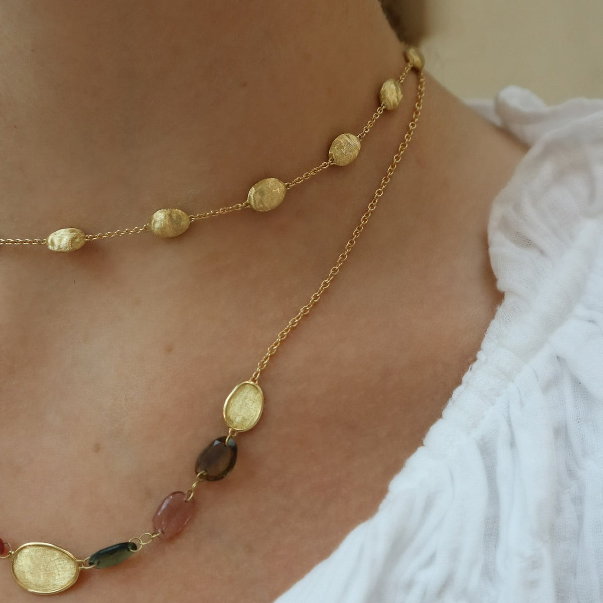 18kt Yellow Gold Tourmaline Diamond Lunaria Collection Necklace - Alternate View 2