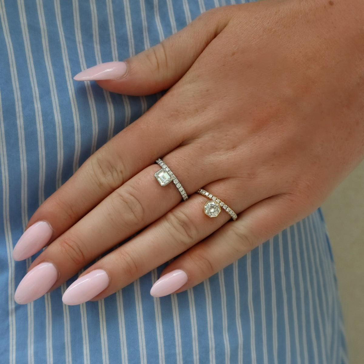 Emerald Cut Diamond Platinum Engagement Ring - Alternate View 1