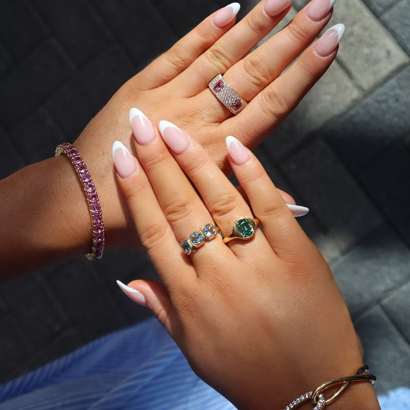 Pink Sapphire Rose Gold Stretch Tennis Bracelet Bracelets Curated by H