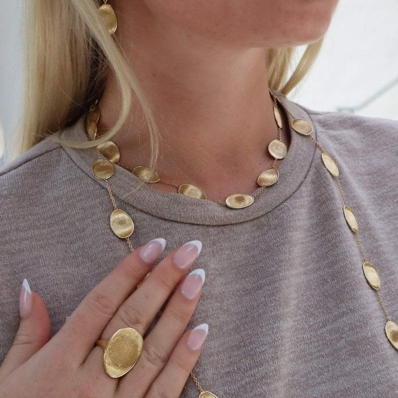 18kt Yellow Gold Lunaria Collection Single-Strand Petal Necklace Necklaces Marco Bicego