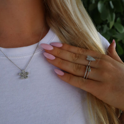 White Gold Pave Diamond Heart Ring