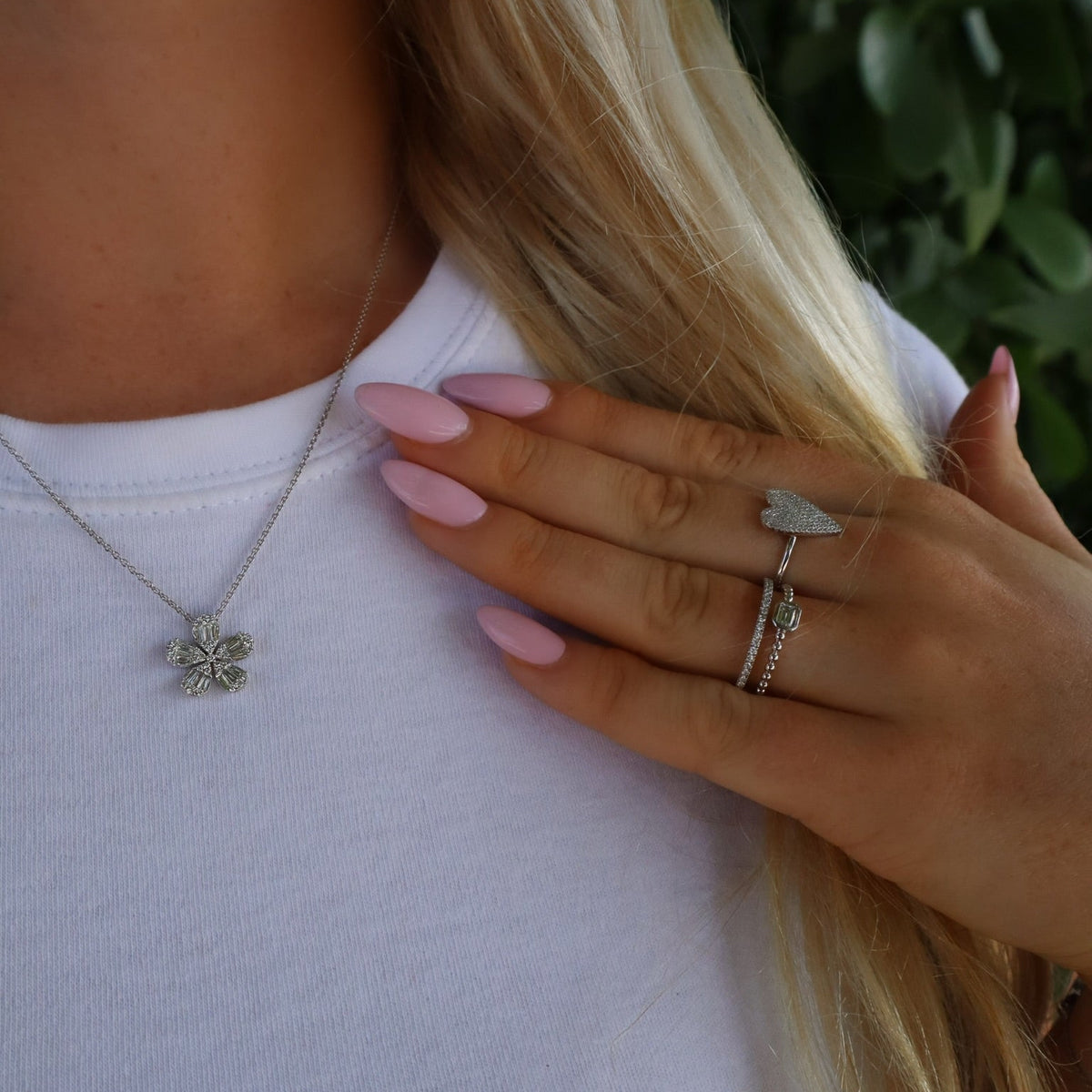 White Gold Pave Diamond Heart Ring