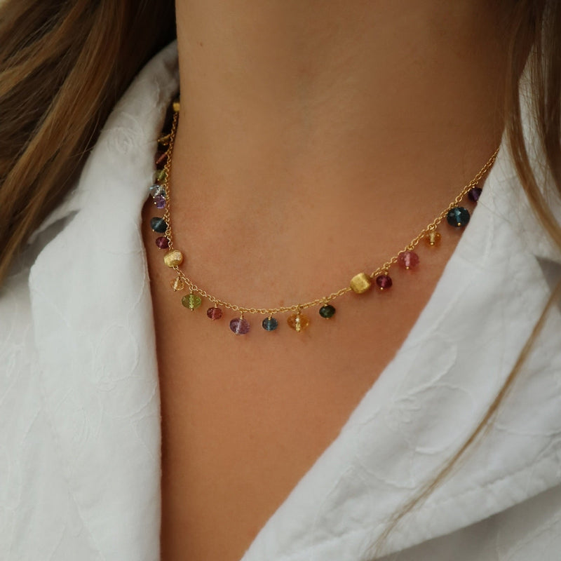 18kt Yellow Gold Gemstone Africa Collection Station Necklace Necklaces Marco Bicego