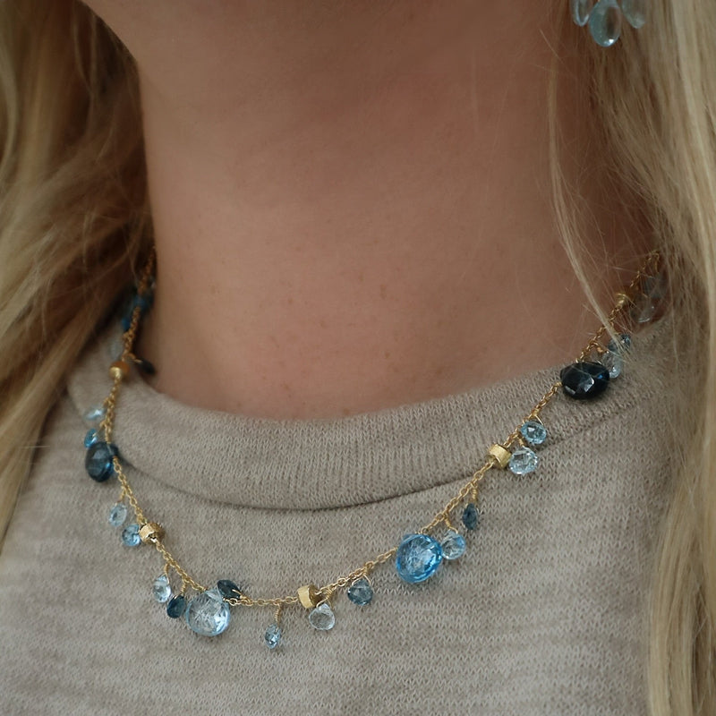 18K Yellow Gold Blue Topaz Paradise Collection Necklace Necklaces Marco Bicego
