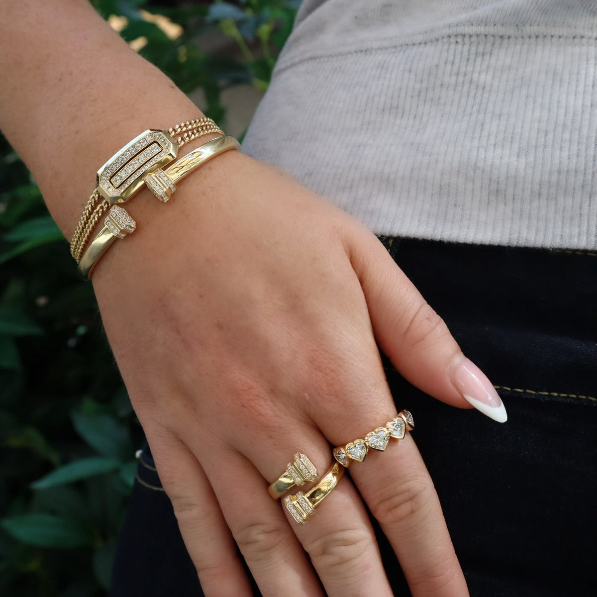 18K Yellow Gold Diamond Pavé ID Chain Bracelet - Alternate View 1