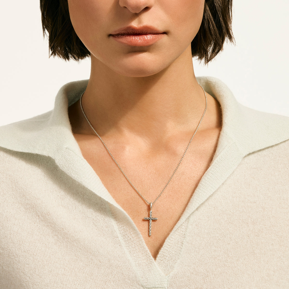 JH Essential Cross Necklace, Sterling Silver, by John Hardy - Alternate View 3