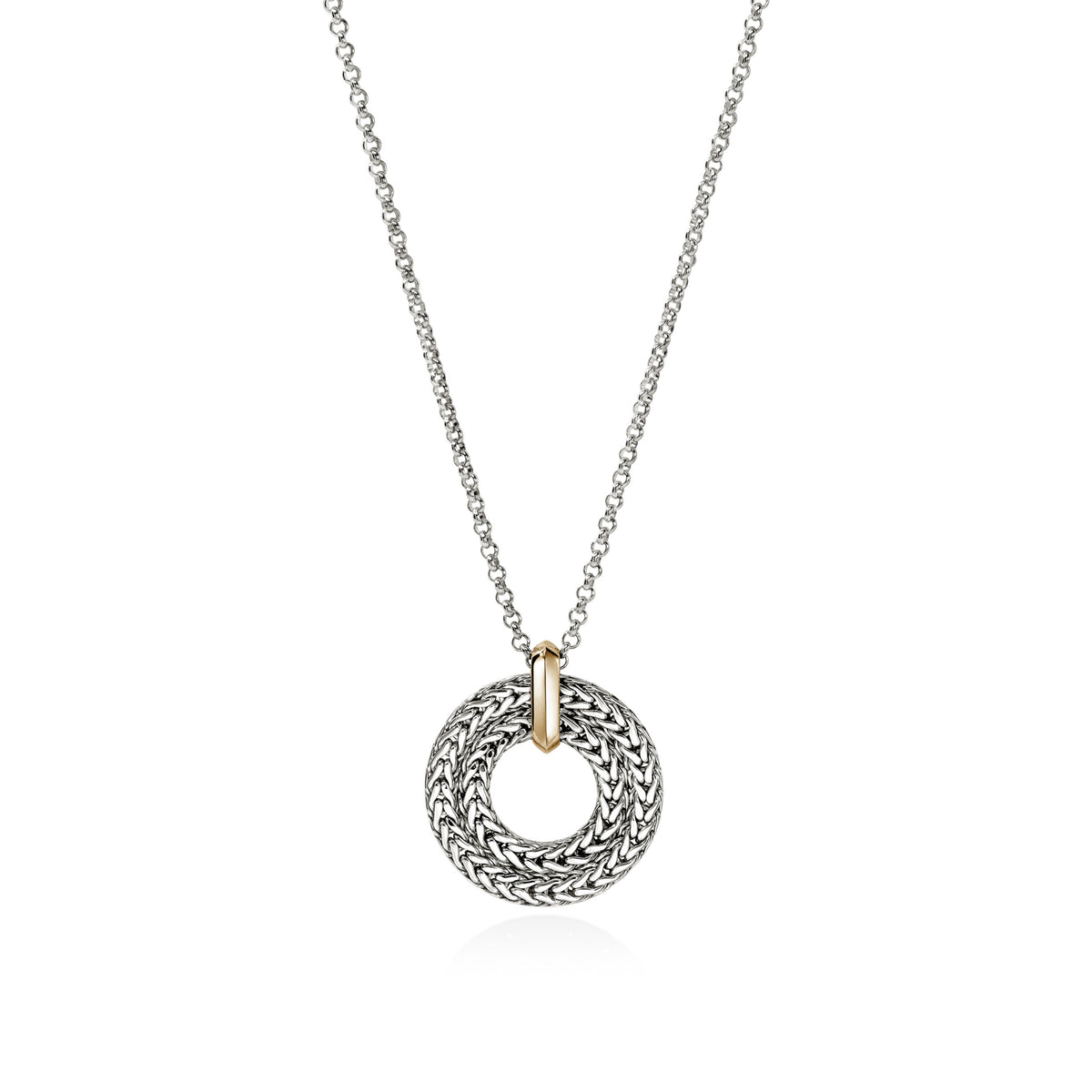 Icon Link Pendant Necklace, Sterling Silver, Gold, 2MM, by John Hardy Necklaces John Hardy