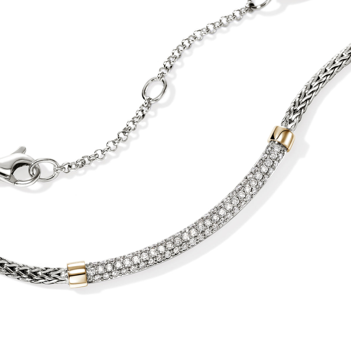 JH Essential Pave Necklace, Gold, Sterling Silver, Diamonds, 2.5MM, by John Hardy - Alternate View 3