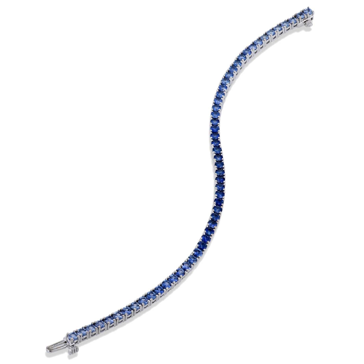 6.22ct Ombre Blue Sapphire White Gold Tennis Bracelet Bracelets H&H Jewels
