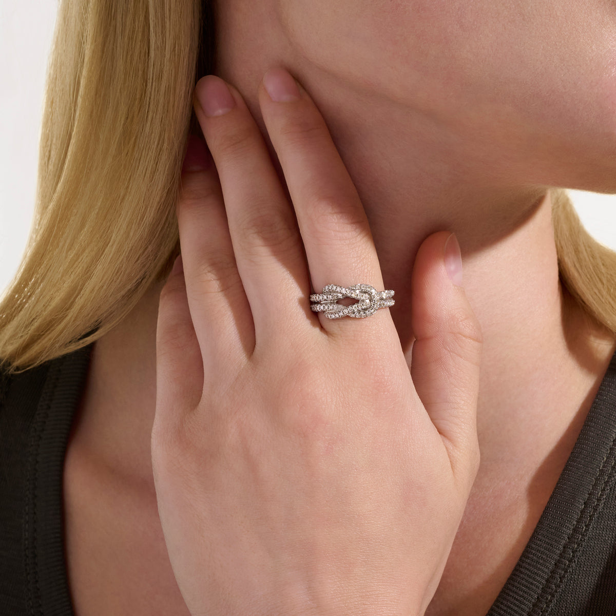 Love Knot Ring, Sterling Silver, Diamonds, by John Hardy - Alternate View 4