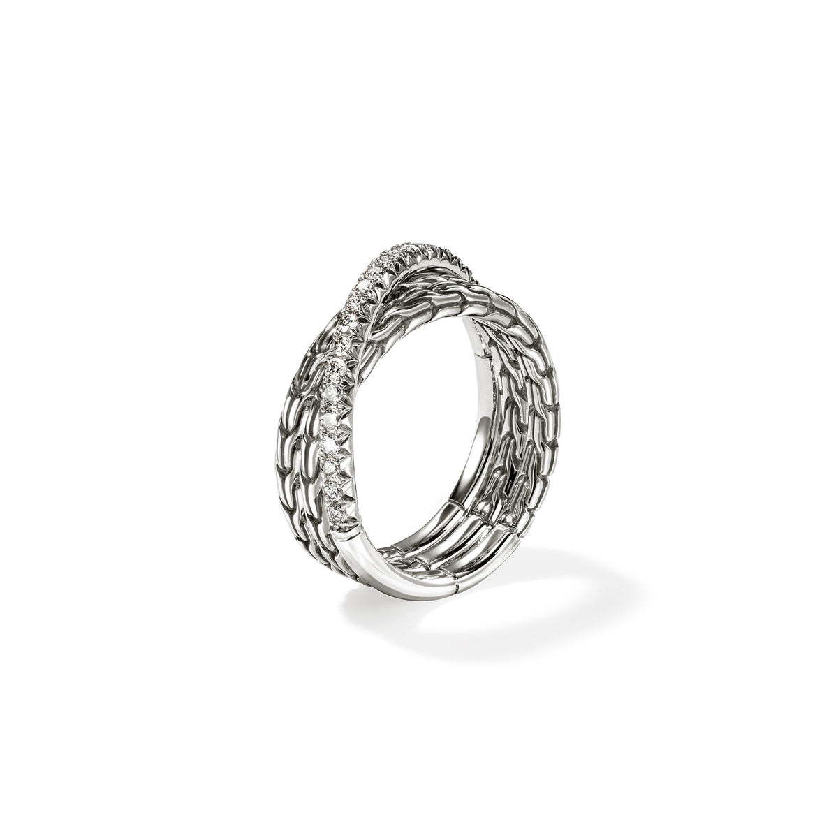 JH Essential Pave Crossover Ring, Sterling Silver, Diamonds, by John Hardy - Alternate View 3