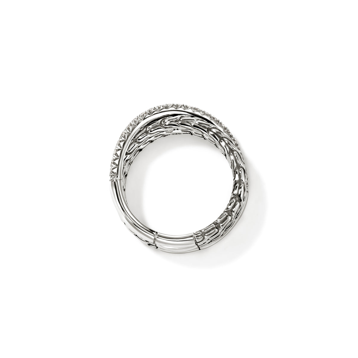 JH Essential Pave Crossover Ring, Sterling Silver, Diamonds, by John Hardy - Alternate View 4