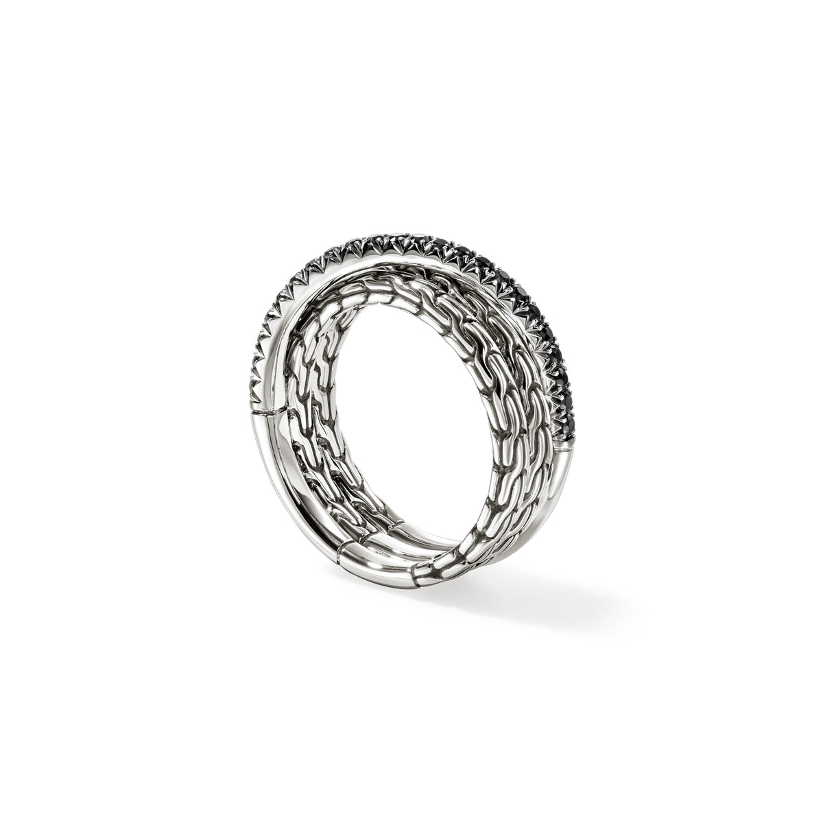 JH Essential Pave Crossover Ring, Sterling Silver, Gemstones, by John Hardy