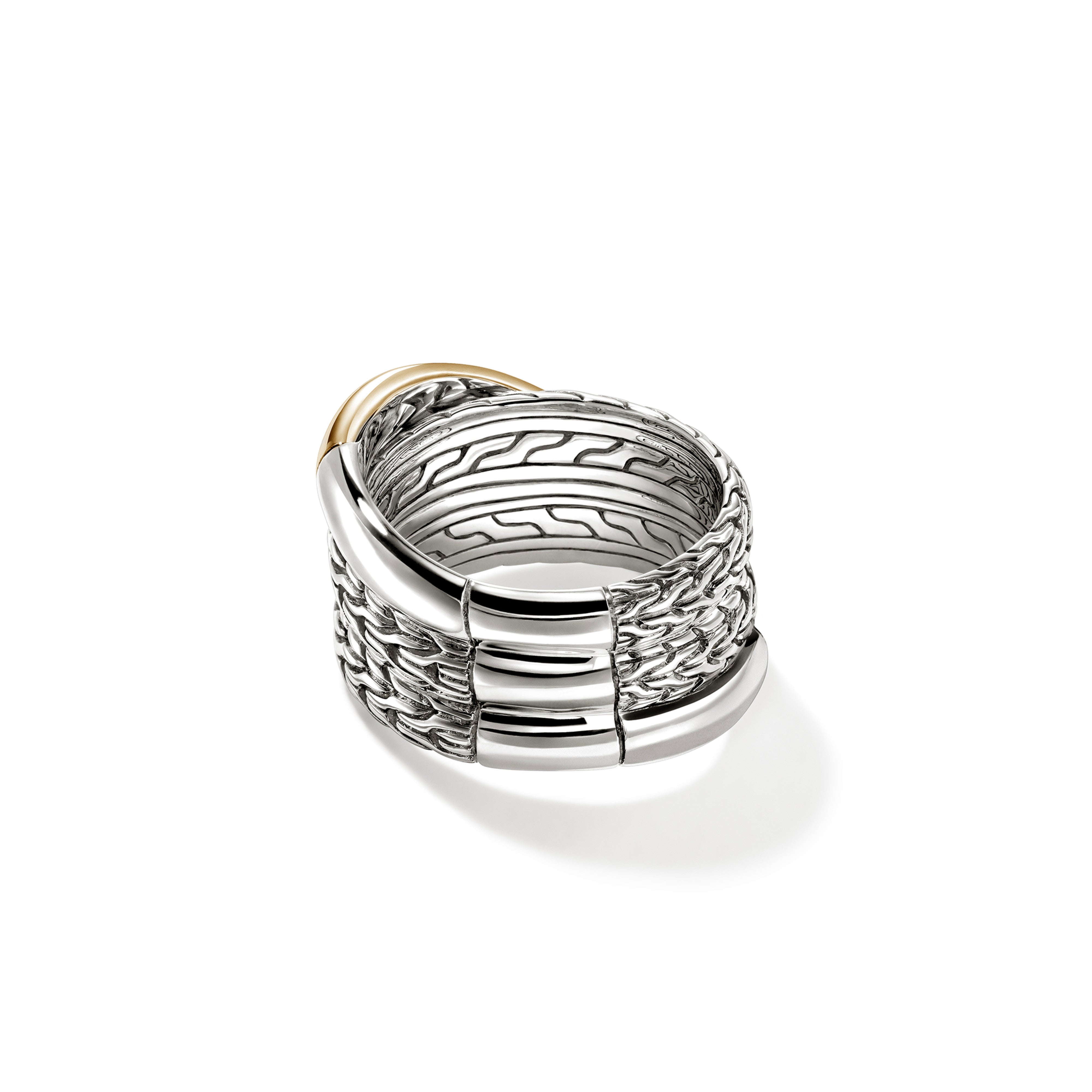 John Hardy JH Essential Crossover Ring – Gold & Sterling Silver