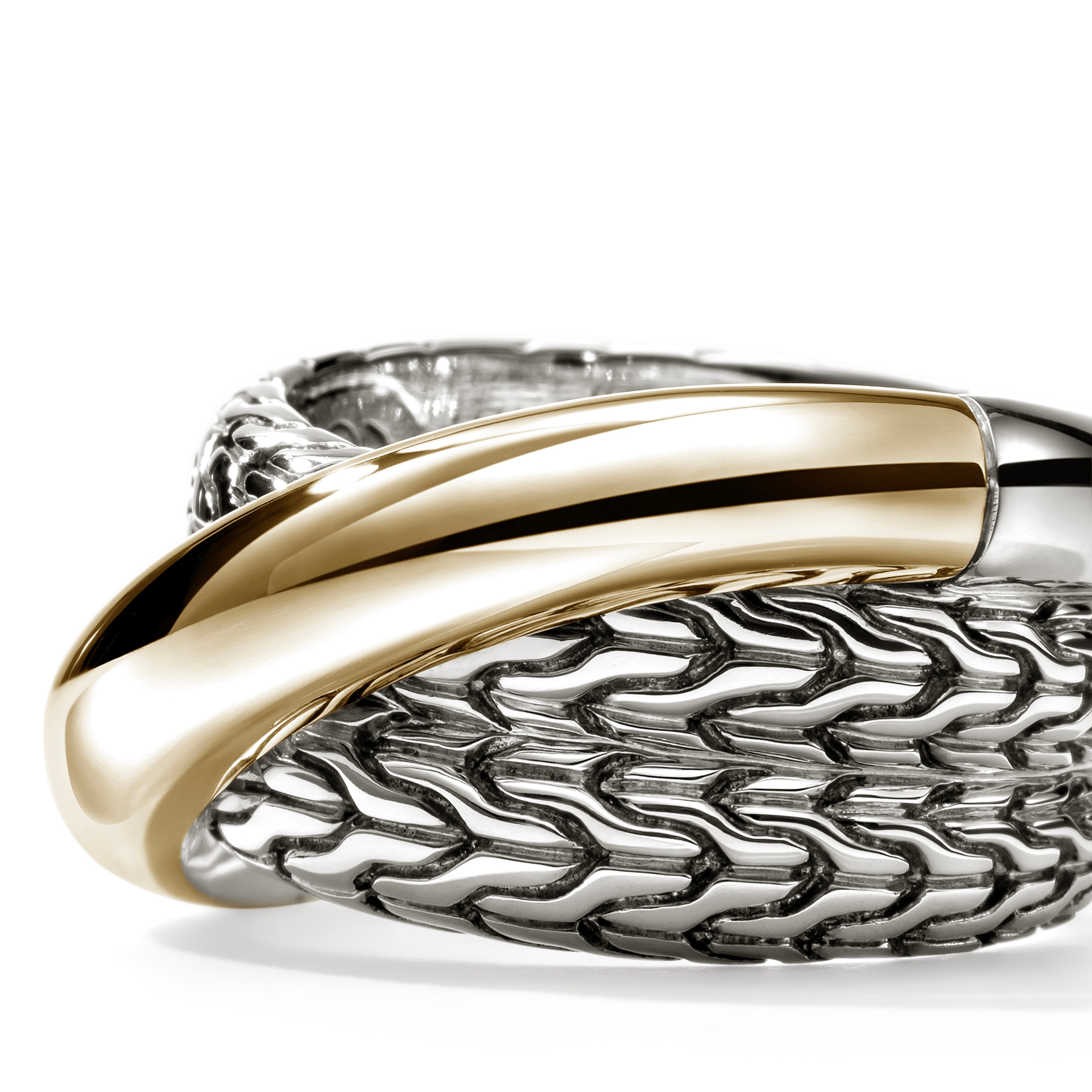 John Hardy JH Essential Crossover Ring – Gold & Sterling Silver