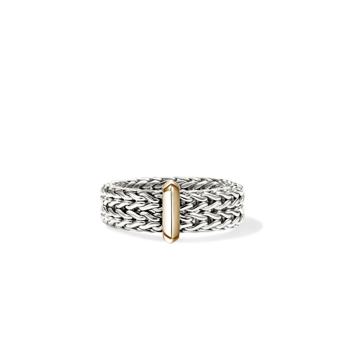 Icon Link Bar Ring, Sterling Silver, Gold, 6MM, by John Hardy Rings John Hardy