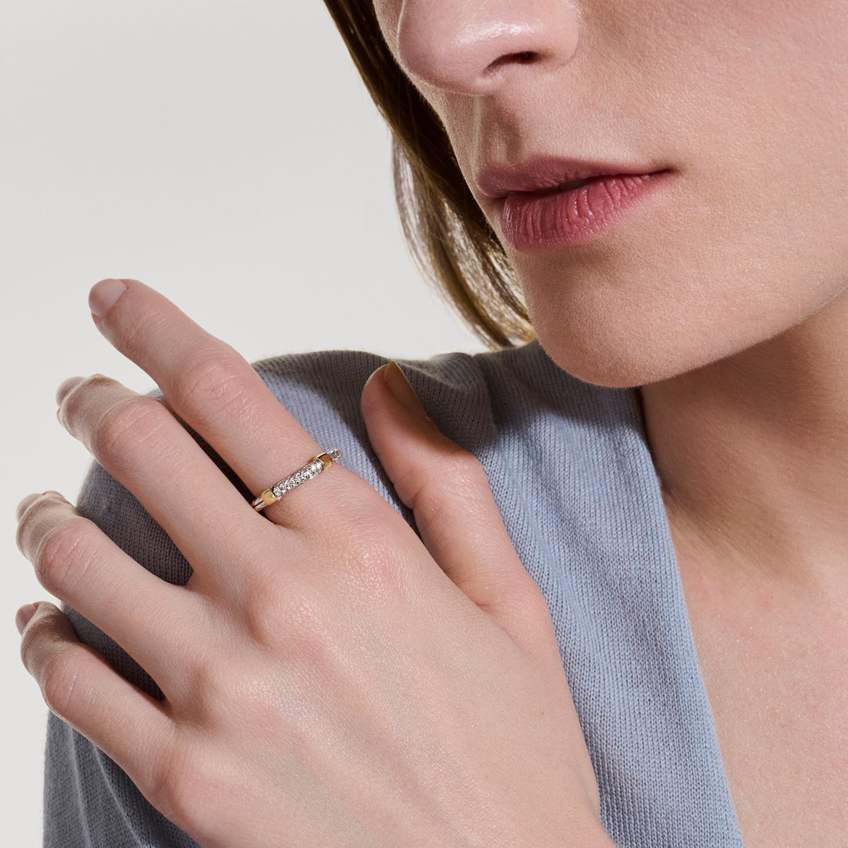 JH Essential Pave Ring, Gold, Sterling Silver, Diamonds, 3MM, by John Hardy - Alternate View 5