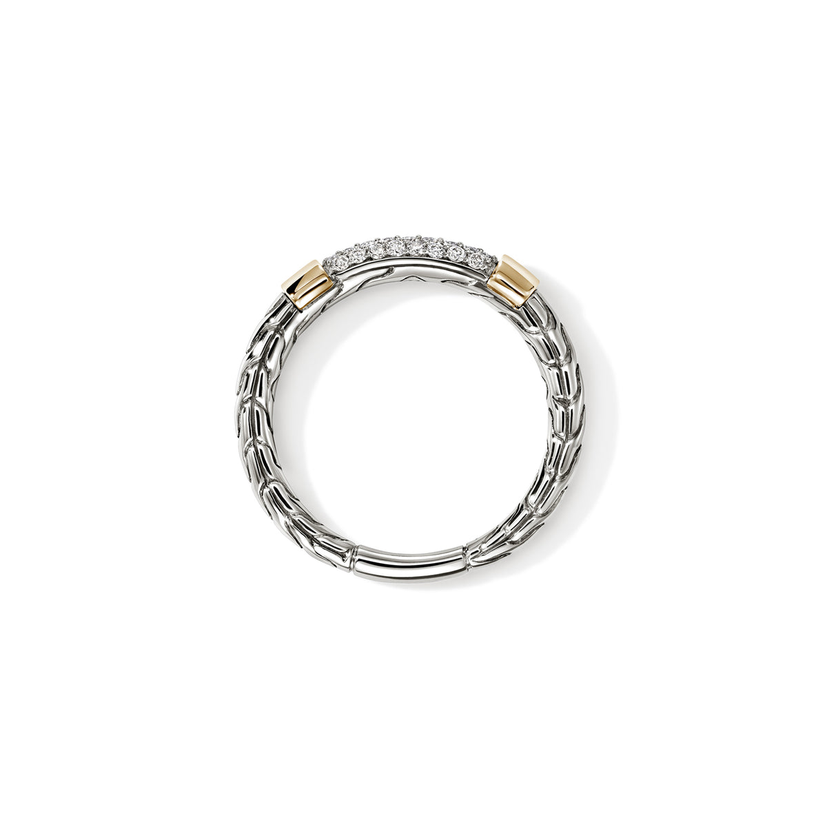 JH Essential Pave Ring, Gold, Sterling Silver, Diamonds, 3MM, by John Hardy - Alternate View 2
