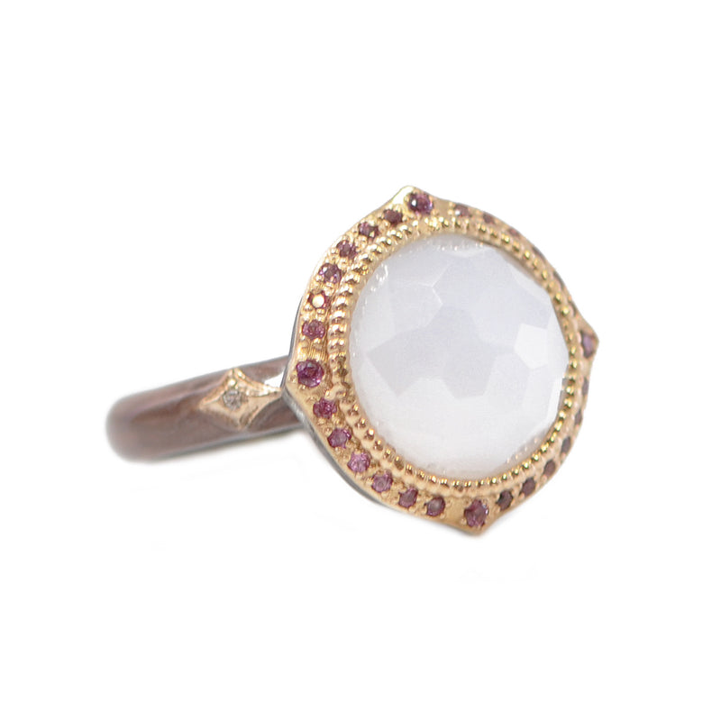 Rose Gold and Grey Sterling Silver Enamel Crivelli  Ring Rings Armenta