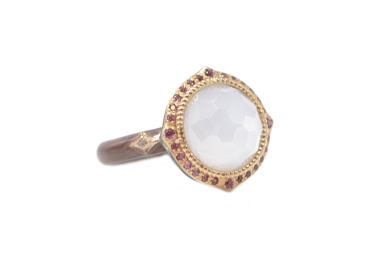 Rose Gold and Grey Sterling Silver Enamel Crivelli  Ring Rings Armenta