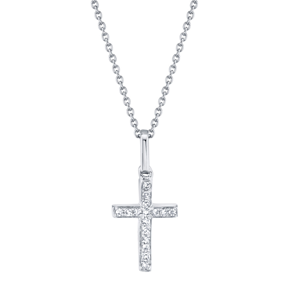 White Gold Pave Diamond Cross Necklace Necklaces Gift Giving