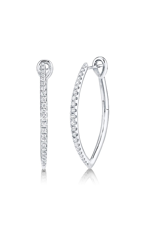 White Gold Diamond Pave Oval Hoop Earrings Earrings Shy Creation