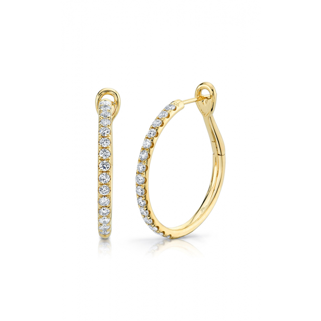 Yellow Gold Diamond Pave Hoop Earrings Earrings Gift Giving