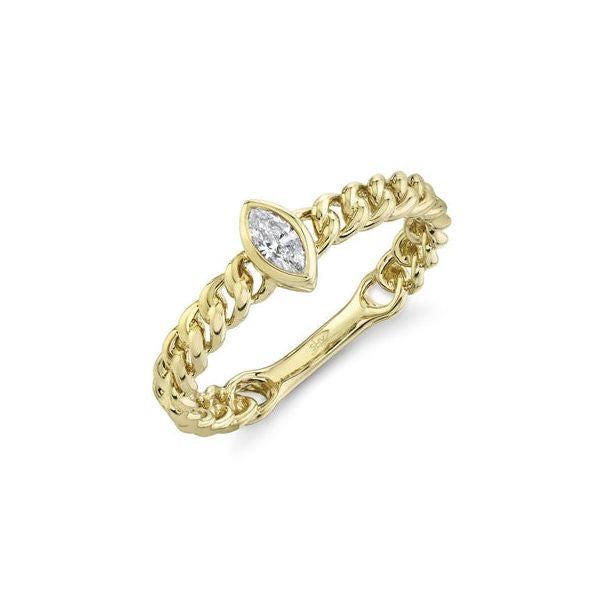 Marquise Diamond Yellow Gold Link Ring Rings Gift Giving