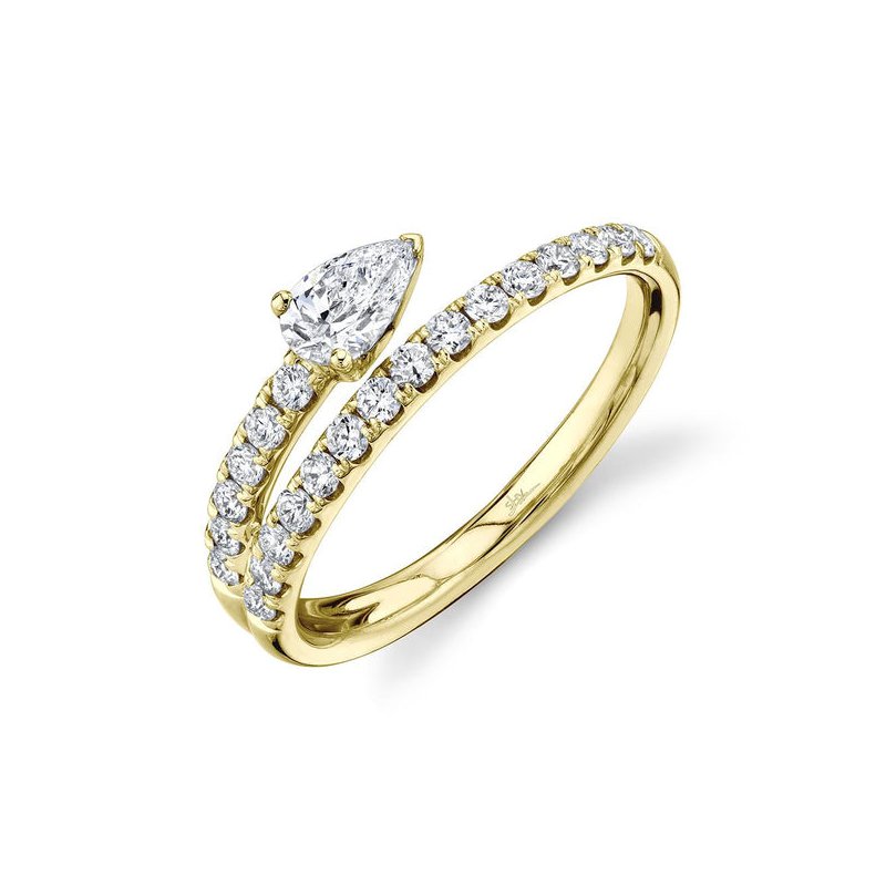 Pear Shaped 2 Band Yellow Gold Diamond Ring Rings Gift Giving