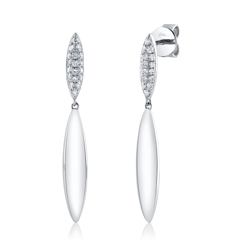 14kt White Gold Pave Diamon Drop Earrings Earrings Shy Creation