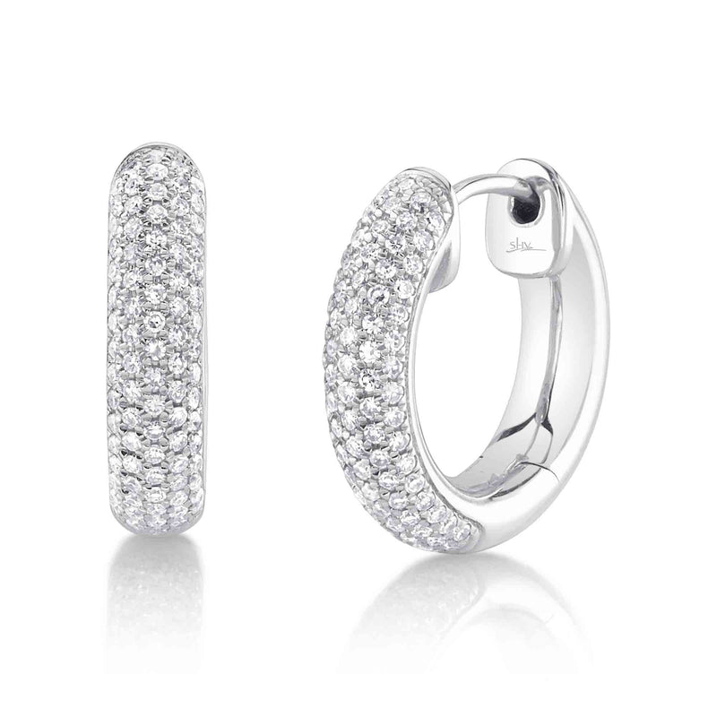 White Gold Pave Diamond Hoop Earrings Earrings Shy Creation