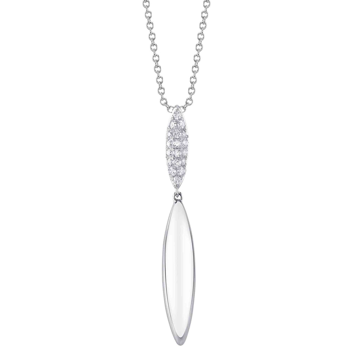 14kt. White gold Diamond Necklace with 0.15ct TW Diamond Pave Pendants Shy Creation