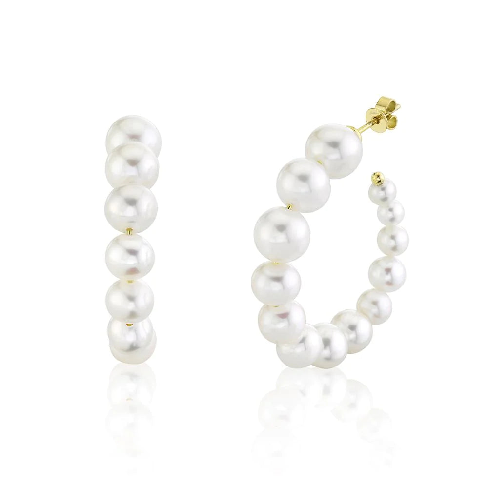 Coco Cultured Pearl Yellow Gold Hoop Earrings Earrings Gift Giving