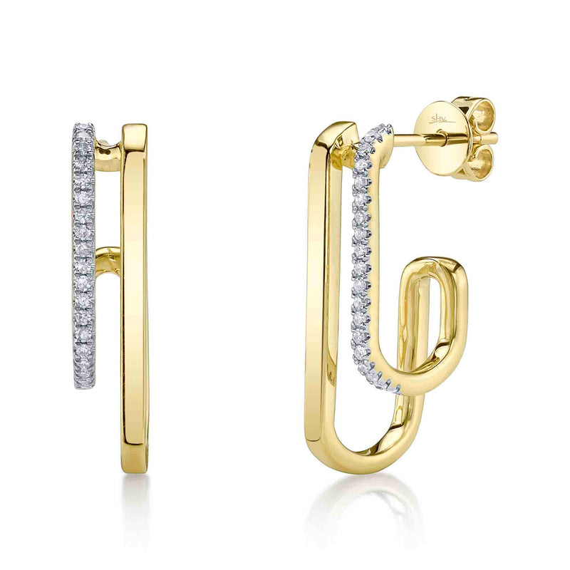 14kt Yellow Gold Diamond Drop Earrings / 0.10ct TW Diamond Pave Earrings Shy Creation