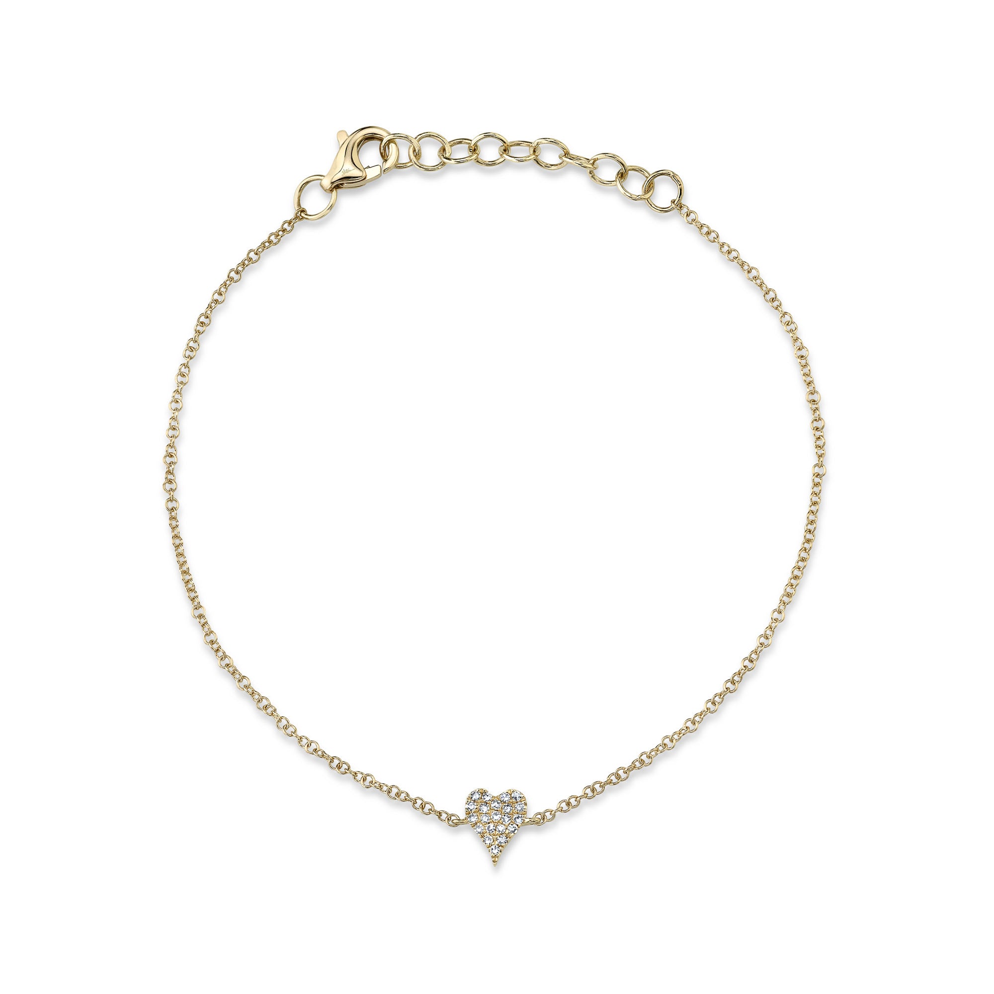 Yellow Gold Pave Diamond Heart Bracelet Bracelets Gift Giving
