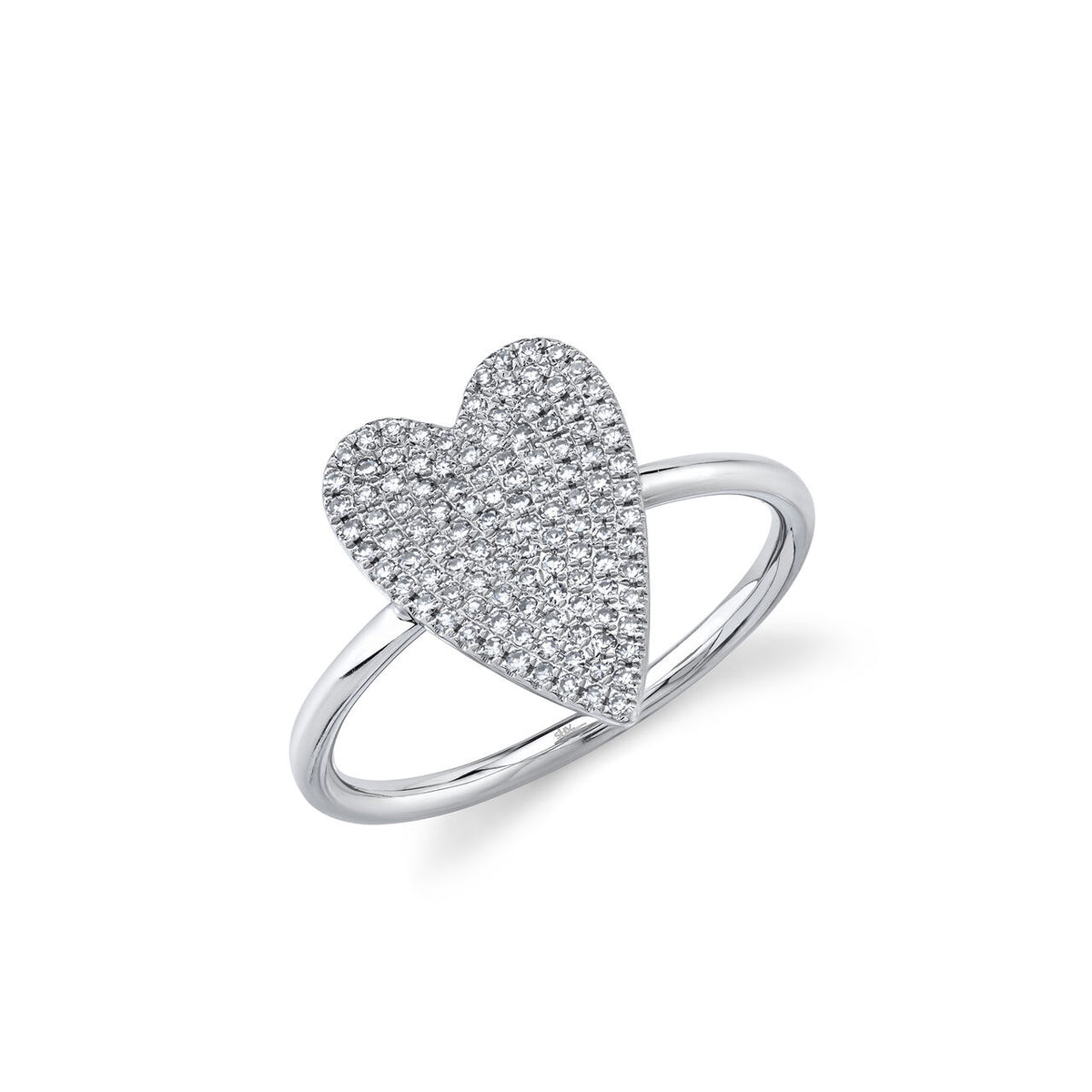 White Gold Pave Diamond Heart Ring