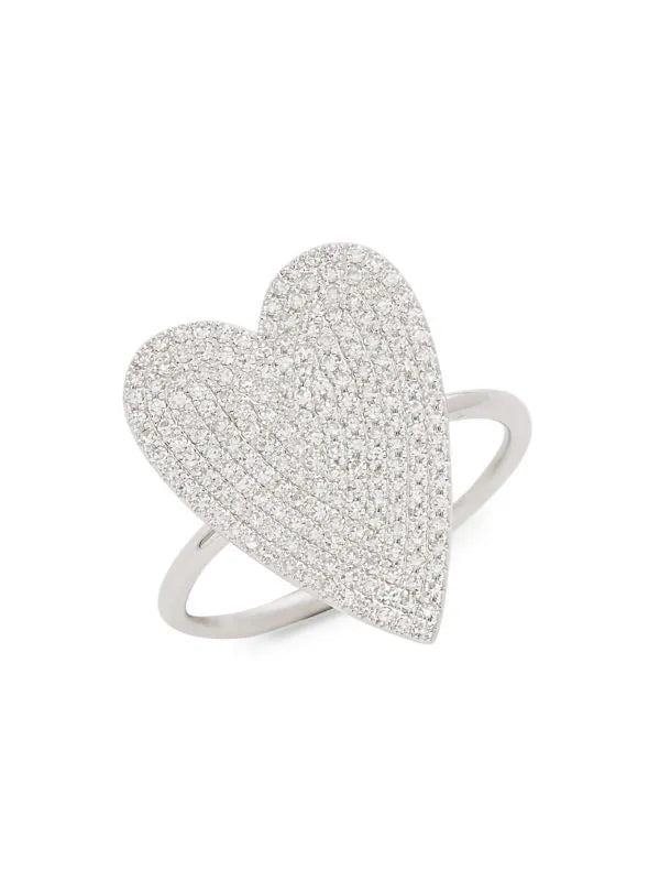 Pave Diamond White Gold Heart Ring Rings Shy Creation