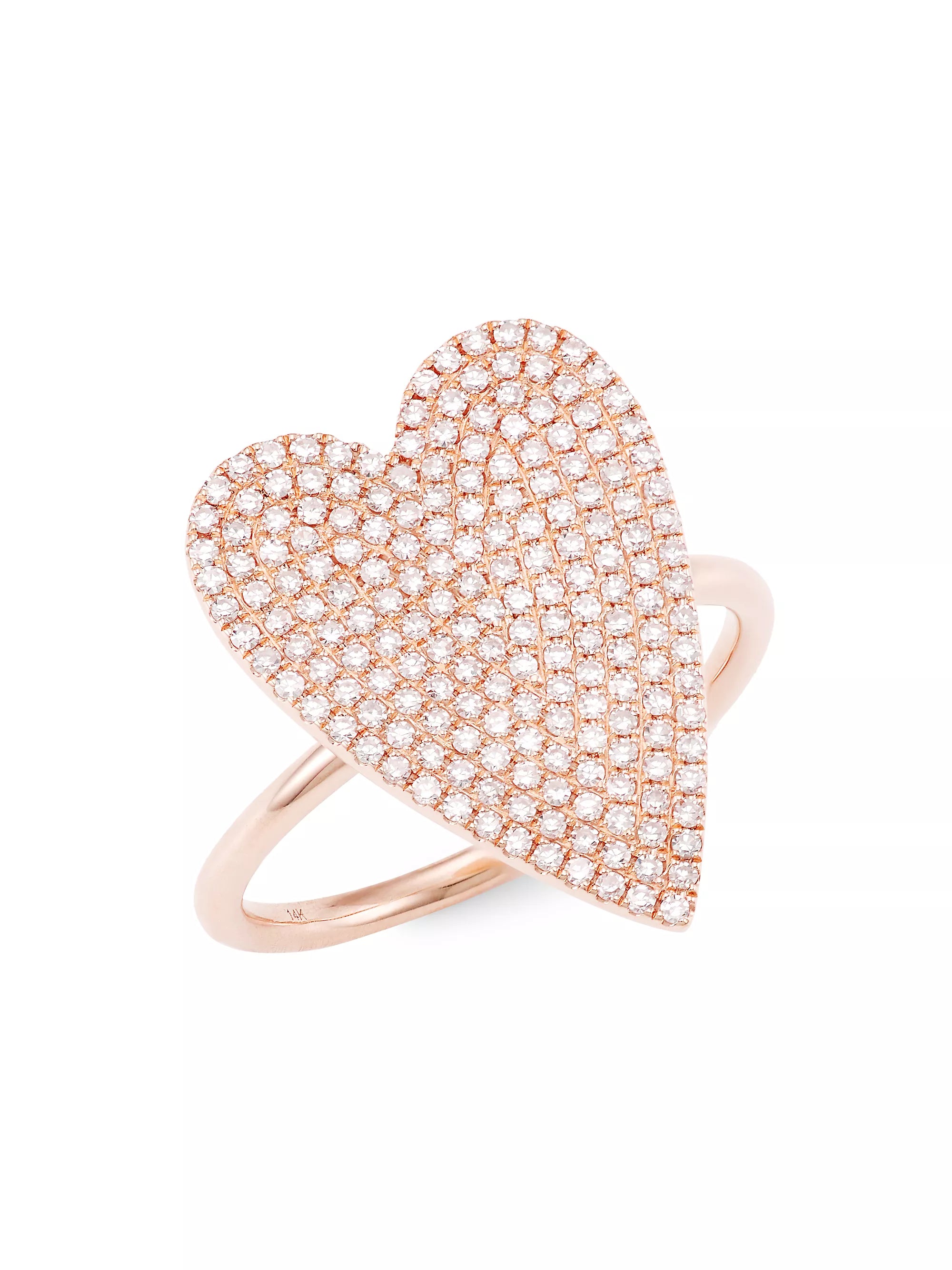 Pave Diamond Rose Gold Heart Ring Rings Gift Giving