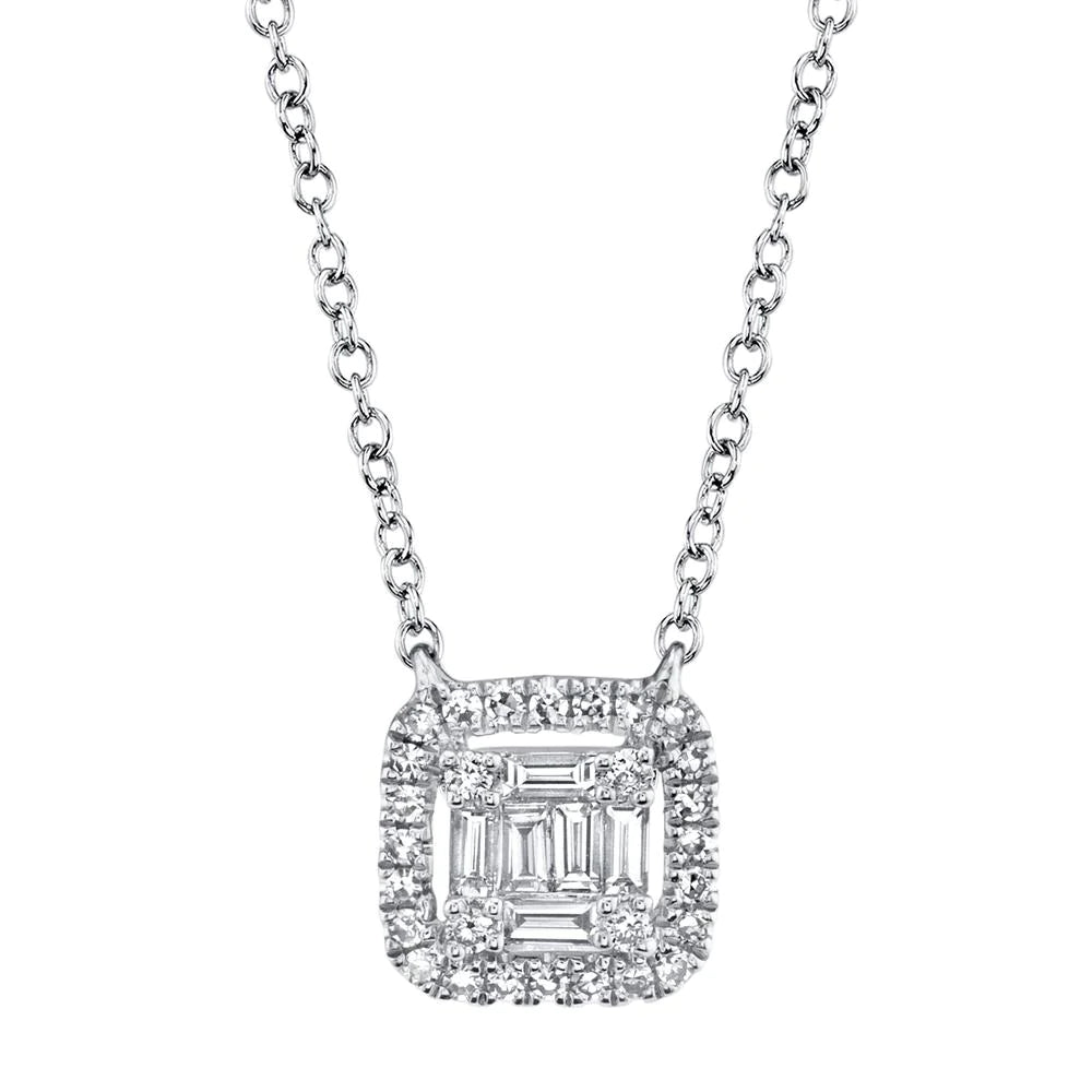 White Gold Diamond Baguette Pendant Necklace Necklaces Gift Giving