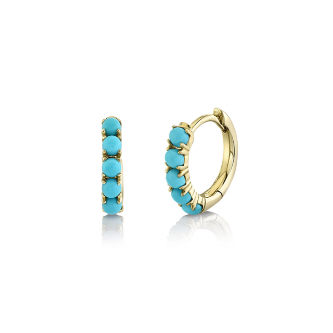 Yellow Gold Composite Turquoise Huggies Earrings Earrings Gift Giving