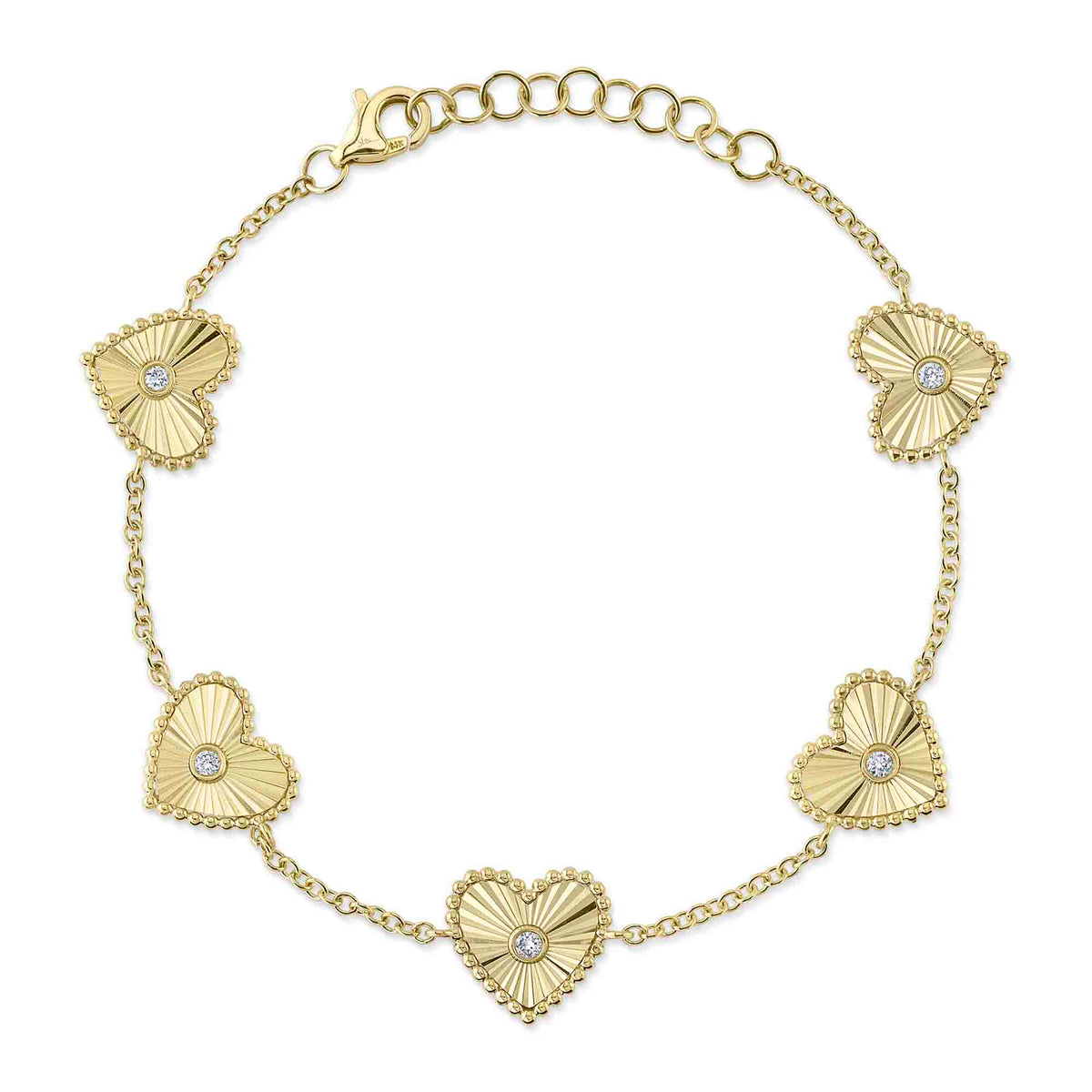 14kt Yellow gold Diamond Bezel Heart Bracelet Bracelets Shy Creation