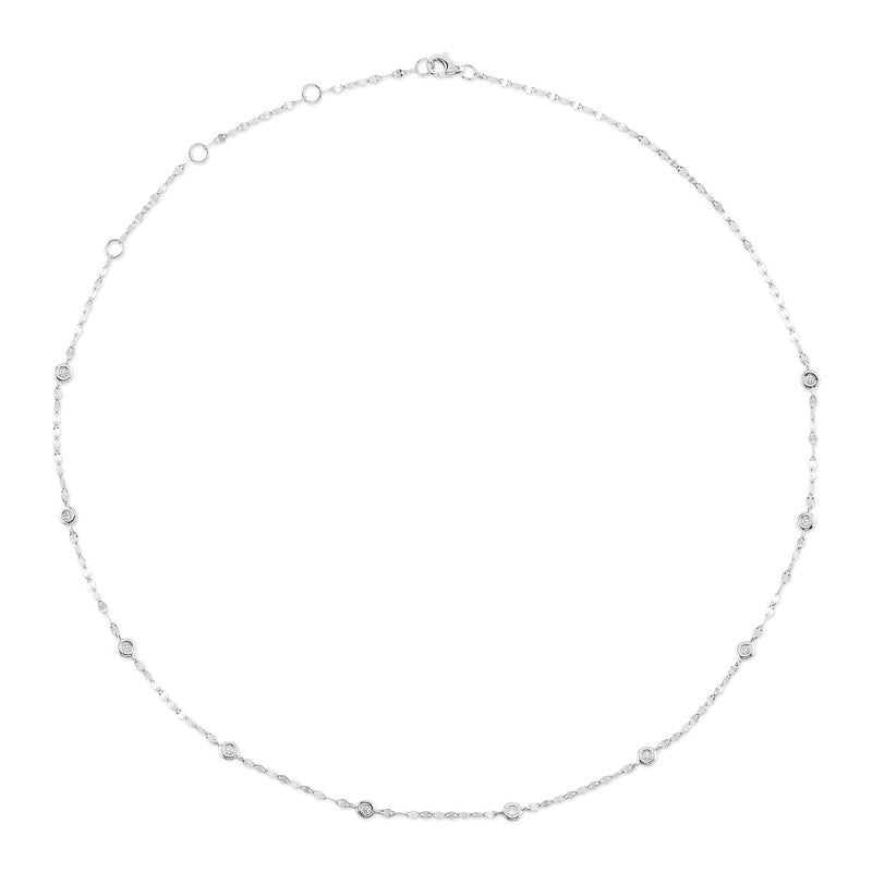 14kt. White Gold 18in Diamond by the Yard Bezel Necklace Necklaces Shy Creation